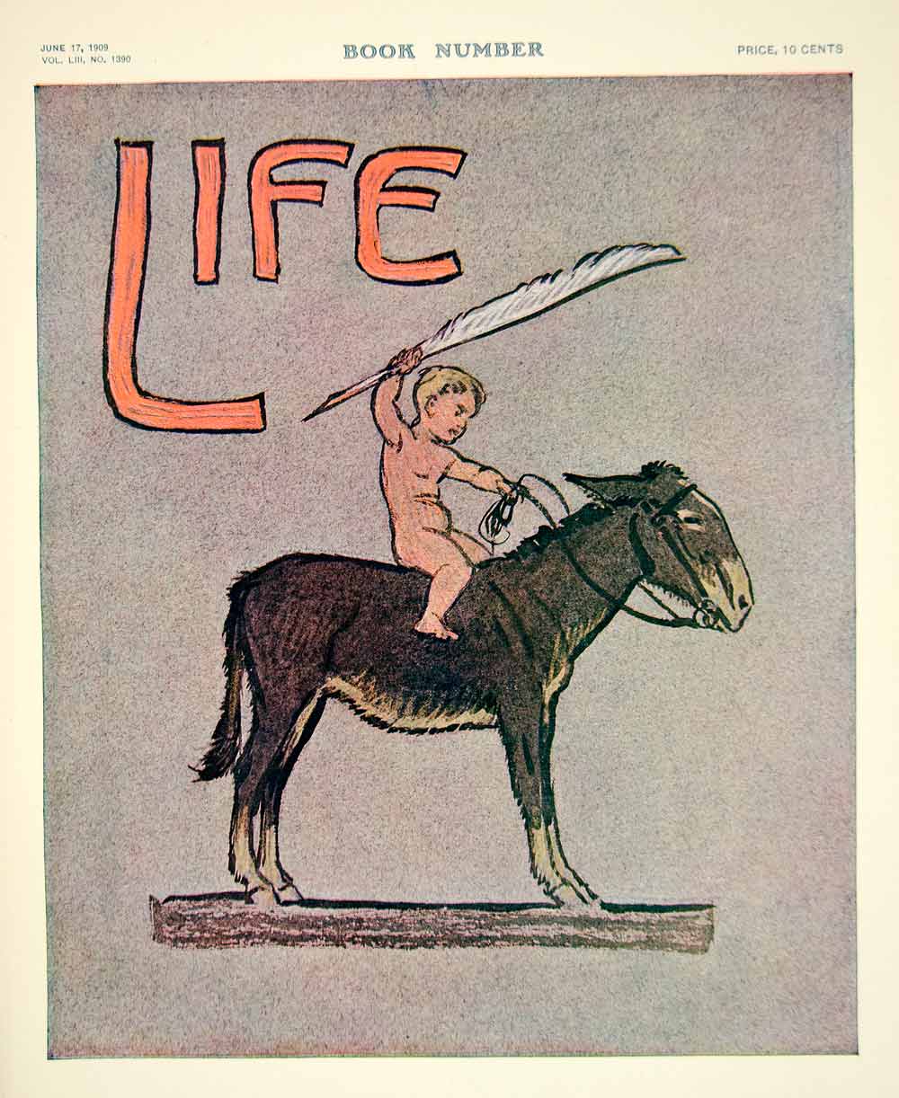 1909 Cover Life Art Children Donkey Mule Feather Quill Pen Animal Livestock YLF4