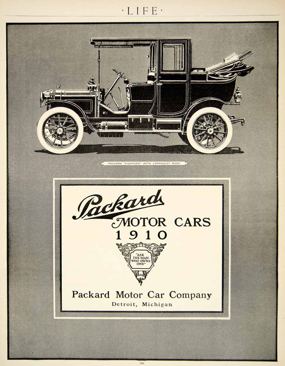 1909 Ad 1910 Packard Eighteen Landaulet Brass Era Car Automobile Edwardian YLF4