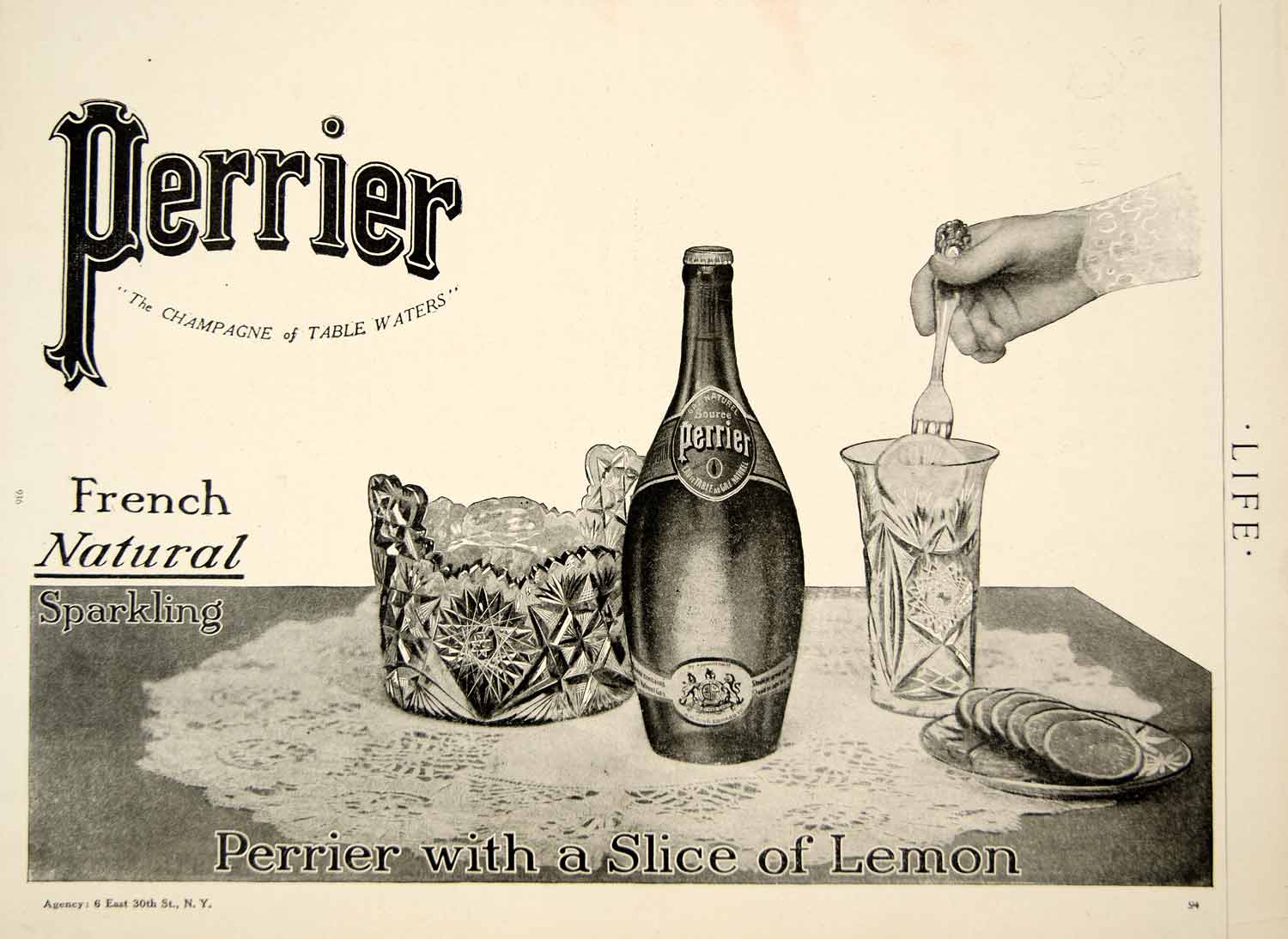 1909 Ad Perrier Bottled Water Drink Food Beverage Edwardian Era French YLF4