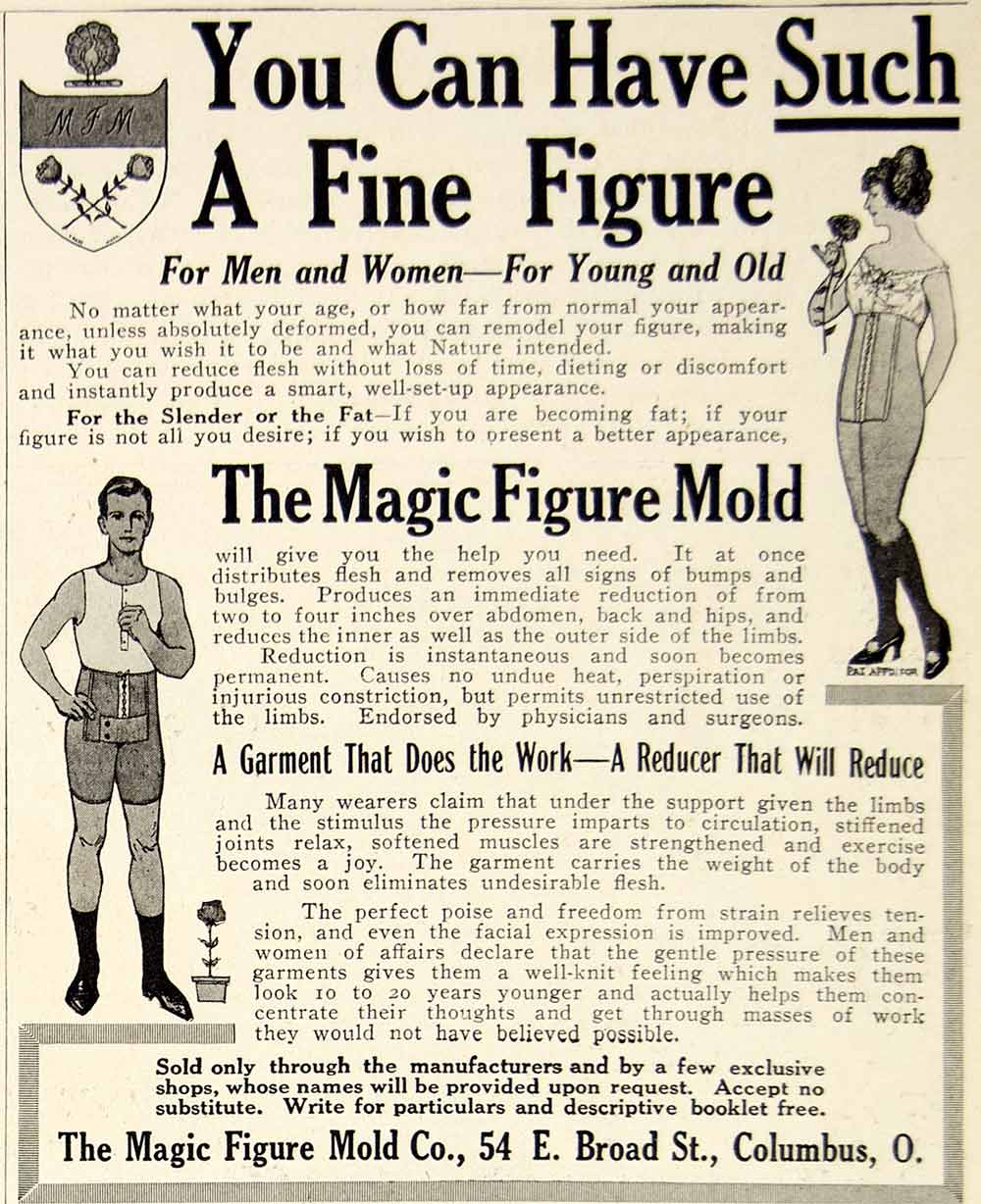 1915 Ad Magic Figure Mold Medical Quackery Funny Clothing Fashion Health YLF5