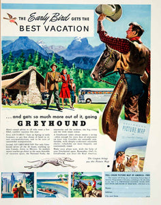 1947 Ad Greyhound Coach Bus Cowboy Horse Travel Tourism Transportation Art YLK1