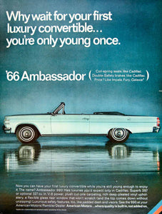 1966 Ad American Motors Rambler Ambassador 990 Convertible Classic AMC Car YLZ1