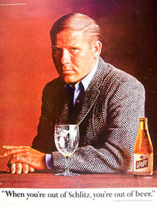 1966 Ad Vintage Schlitz Beer Brewing Famous Milwaukee Man Crying Tear Drink YLZ2