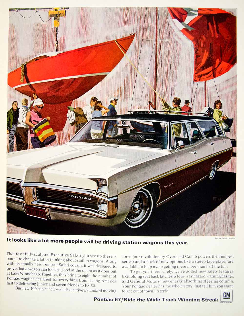 1966 Ad Vintage 1967 Pontiac Executive Safari Station Wagon Car Automobile YLZ2