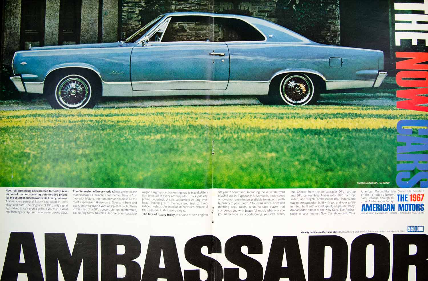 1966 Ad Vintage American Motors Ambassador DPL Blue Hardtop Car Automobile YLZ2