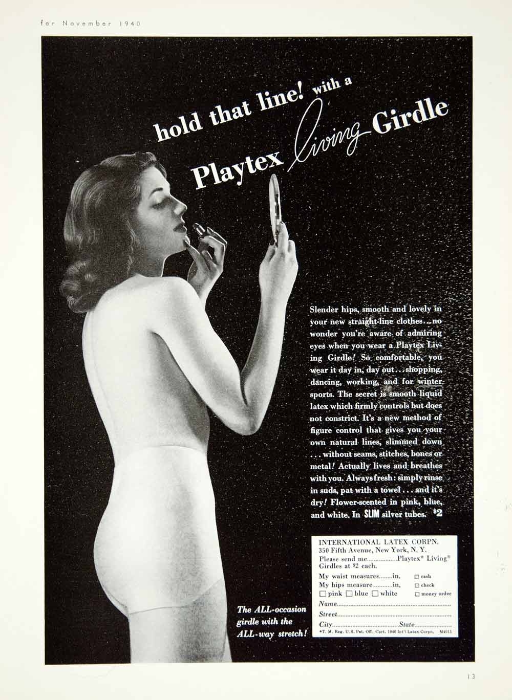 1940s vintage AD PLAYTEX LIVING GIRDLE Invisible! Slim Tube active model  031921