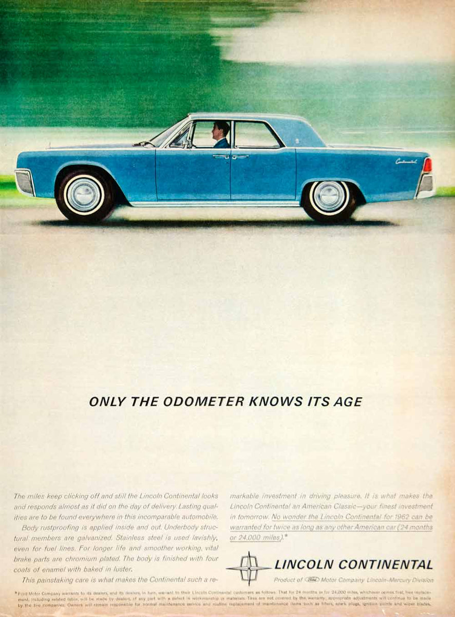 1961 Ad Vintage 1962 Lincoln Continental Blue Automobile Ford Car Four ...