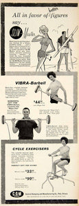 1961 Ad Vintage CSM Exercise Equipment Vibra Barbell Cycle Bike Machine YMM4