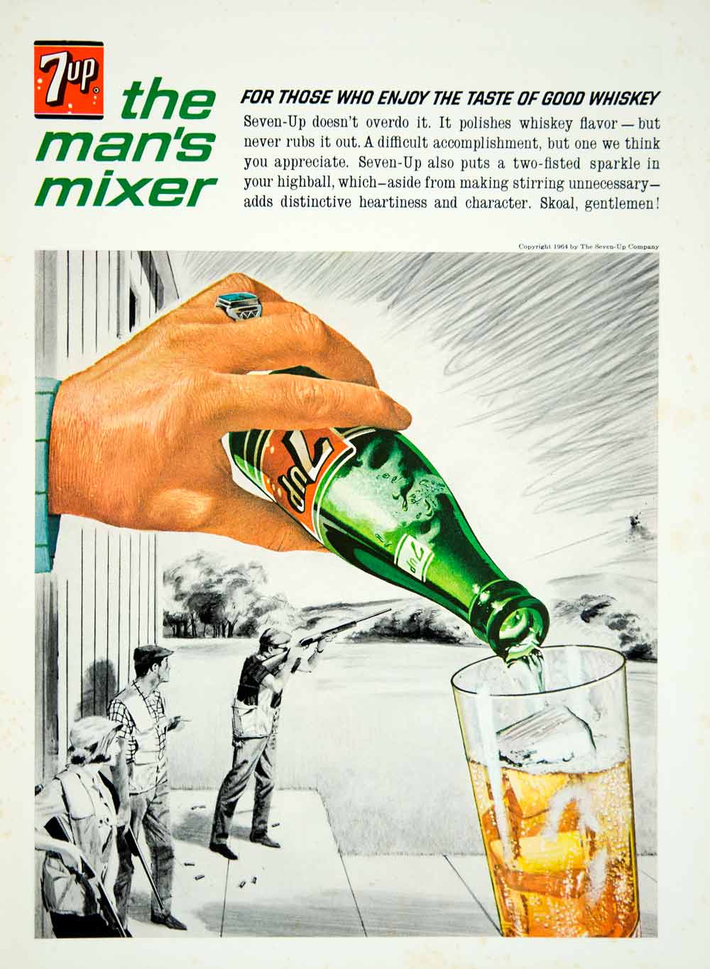 1964 Ad Vintage 7 UP Seven-Up Soft Drink Soda Pop Mixer Whiskey Highball YMMA2