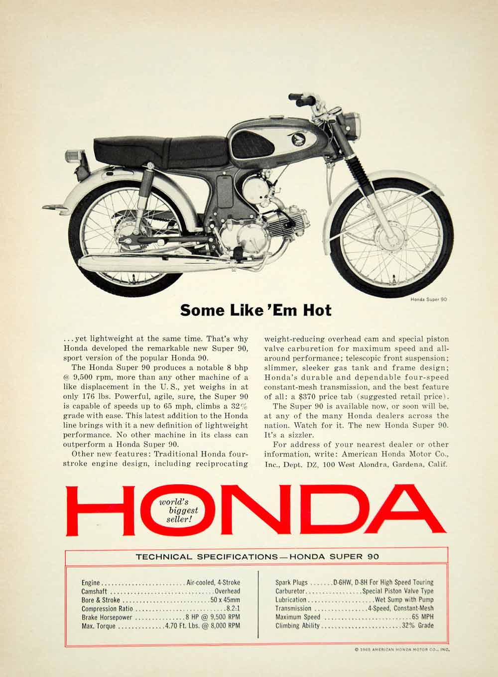 The Honda 50 at , the Motorcycle Specification