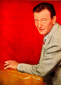 1953 Color Print John Wayne Portrait Actor Hollywood Smoke Couch Red Movie YMP2