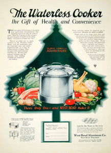 1928 Ad Vintage Waterless Cooker West Bend Aluminum Wisconsin Healthy YMP3