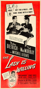 1942 Ad Movie Lady Is Willing Baby Corey Marlene Dietrich Fred MacMurray YMS2