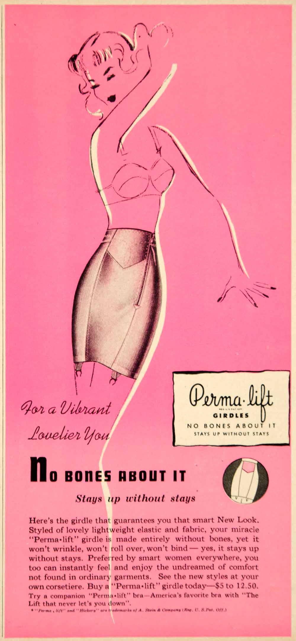 1950 women's pink Night-n-Day pantie girdle bra vintage fashion ad