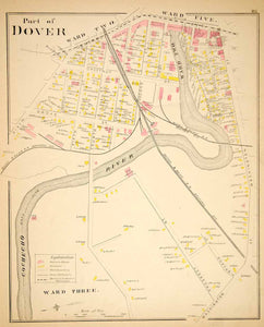 1892 Lithograph Map Dover City Ward 2 3 5 Strafford County New Hampshire YNHA2