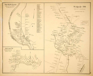 1892 Lithograph Map Walpole Gilsum Town Cheshire County New Hampshire NH YNHA2