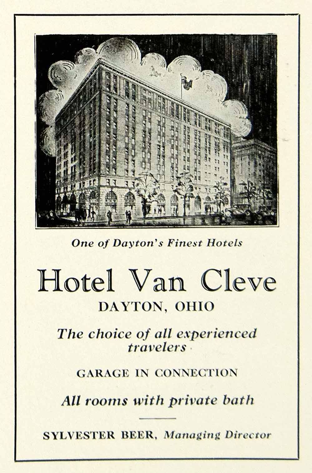 1930 Ad Hotel Van Cleve Dayton Ohio Sylvester Beer Hospitality Architecture YNM1