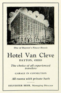 1930 Ad Hotel Van Cleve Dayton Ohio Sylvester Beer Hospitality Architecture YNM1