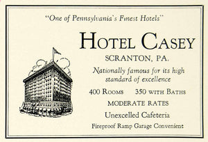 1930 Ad Hotel Casey Scranton Pennsylvania Architecture Hospitality Building YNM1