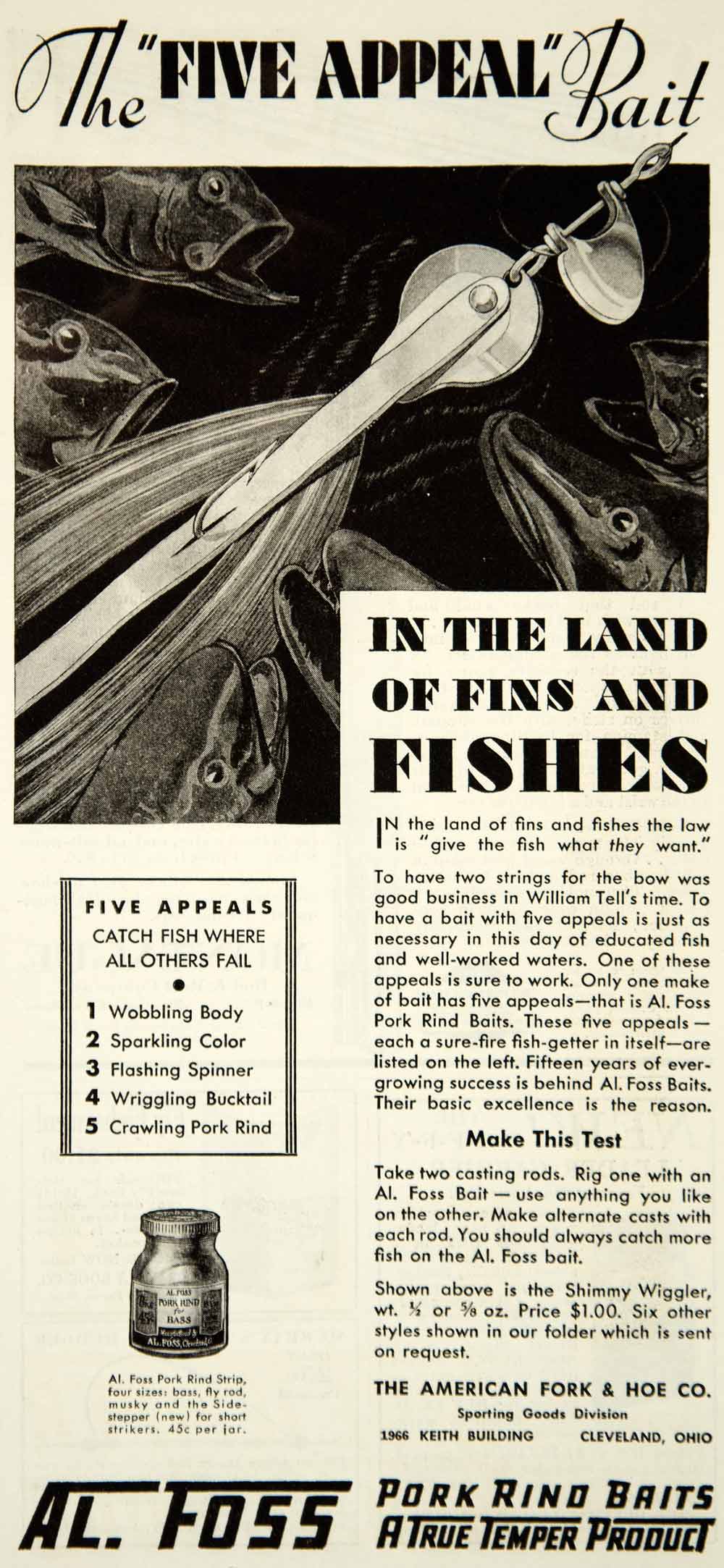 1931 Ad Bait Casting Tin Liz Minnow Fishing Lure Fred Arbogast