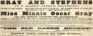 1887 Ad Harris Museum Baltimore Theatre Acts Minnie Oscar Gray Stephens YNY1