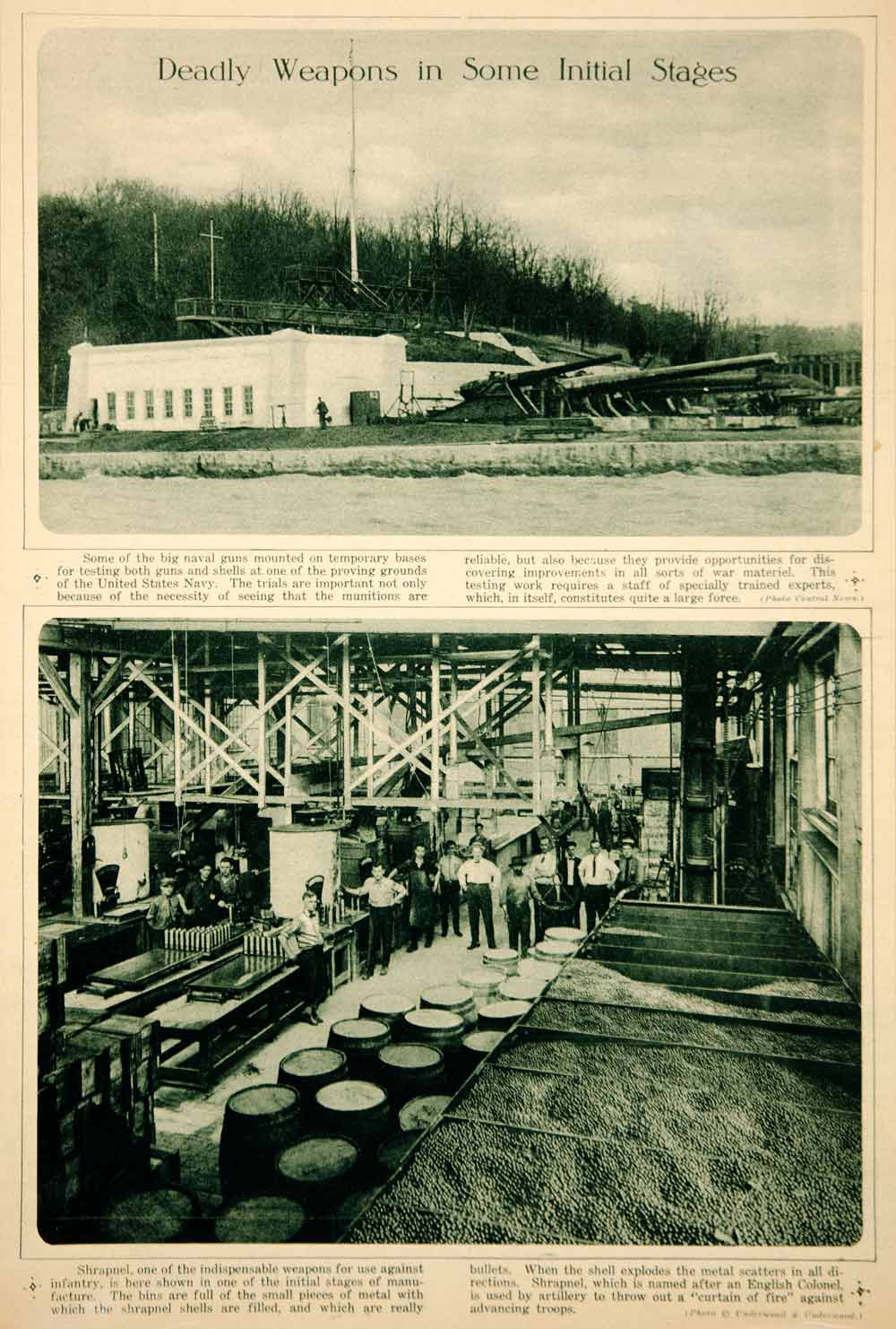 1917 Rotogravure WWI Weapons Testing Artillery Guns Shrapnel Manufacture YNY3