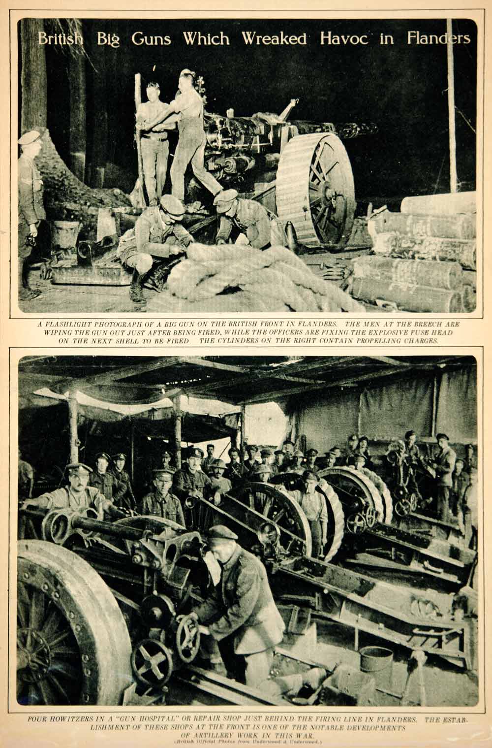 1917 Rotogravure World War I British Big Artillery Guns Howitzer Weapons YNY3