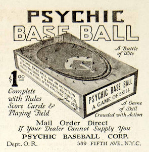 1931 Ad Psychic Baseball 389 Fifth Ave Game Toy Rules Score Cards Playing YOR2