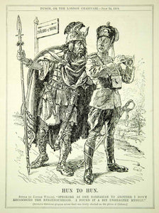 1918 Engraving WWI Cartoon PUNCH Attila the Hun Little Willie Chalons-sur-Marne