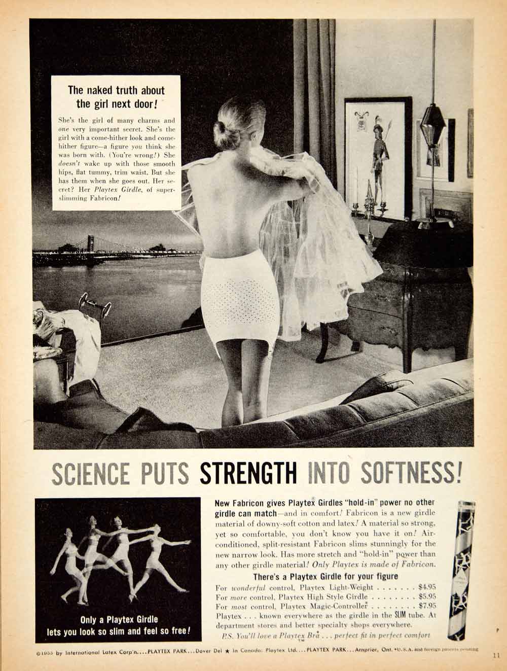 1941 Playtex Living Girdle Woman Underwear Topless Slim Vintage Print Ad  35780