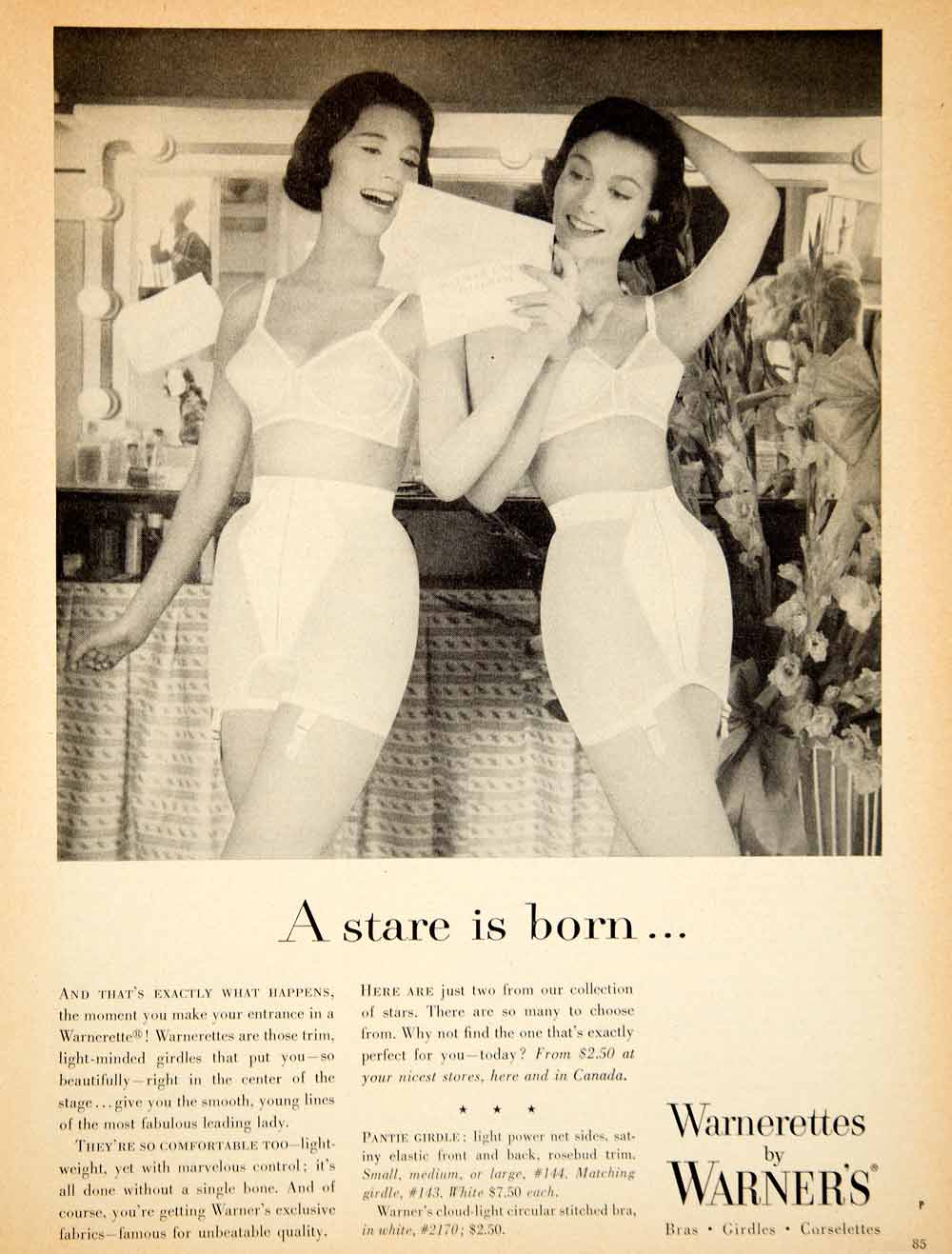 Vogue march 1962 - 1960's warners underwear advert, Stock Photo
