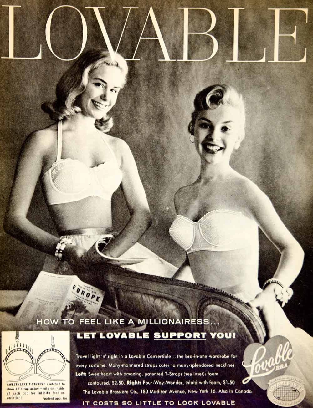  Original Vintage Lingerie Advertisement for 1956