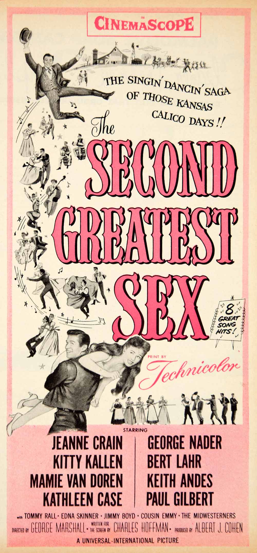 1956 Ad Movie Second Greatest Sex 1955 Western Musical Jeanne Crain George  YPP4