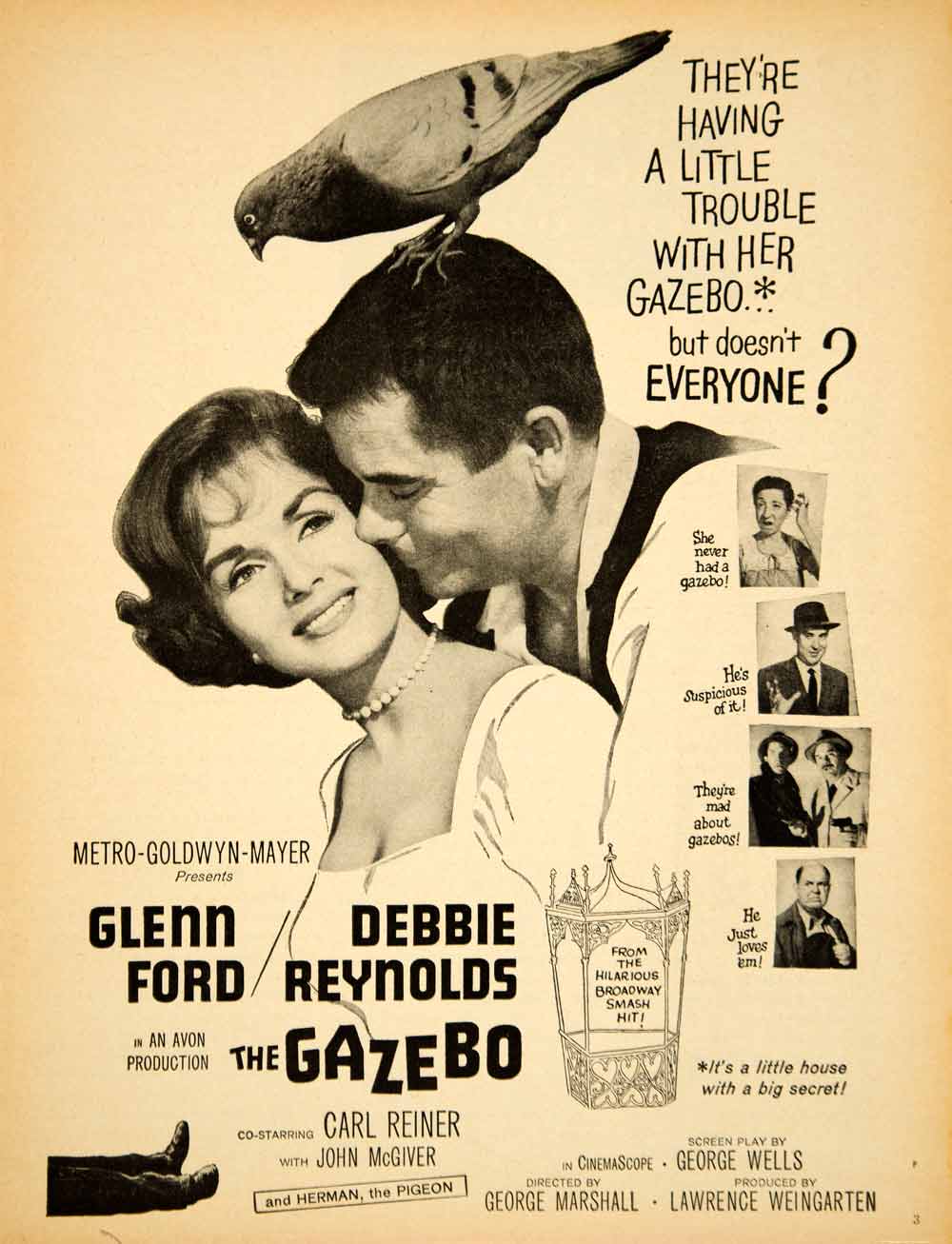 1960 Ad Movie Gazebo 1959 Film Glenn Ford Debbie Reynolds Carl Reiner –  Period Paper Historic Art LLC