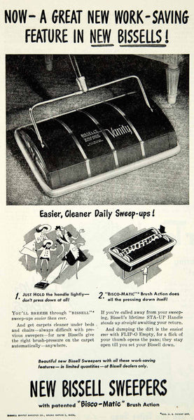 1946 Ad Vintage Bissell Carpet Sweeper Rug Cleaning Appliance