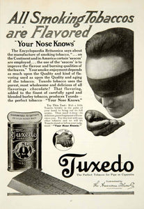 1919 Ad American Tobacco Patterson Tuxedo Smoking Pipe Cigarette Nose Knows YSC1