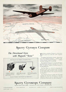 1945 Ad Sperry Gyrosyn Compass Flux Valve Repeater Aviation Instrument WWII YSW3