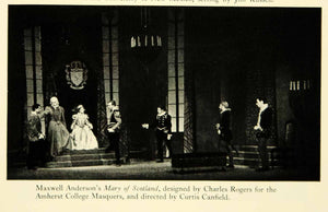 1939 Print Mary of Scotland Stage Design Amherst College Masquers Theatre YTA1