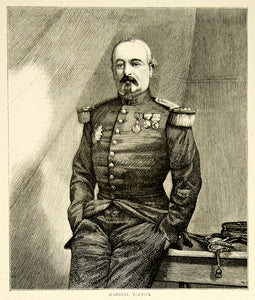 1870 Wood Engraving Marshal Bazine Portrait Military Uniform Franco YTG1