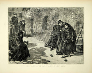 1872 Wood Engraving Sydney Hall Art Franciscan Monks Gesu E Maria Rome YTG4