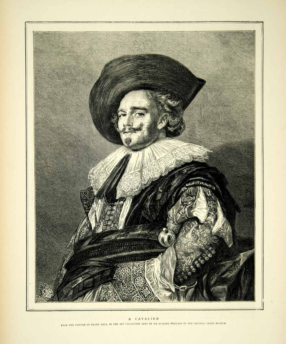 1872 Wood Engraving Frans Hals Elder Art Laughing Cavalier Dutch Golden Age YTG4