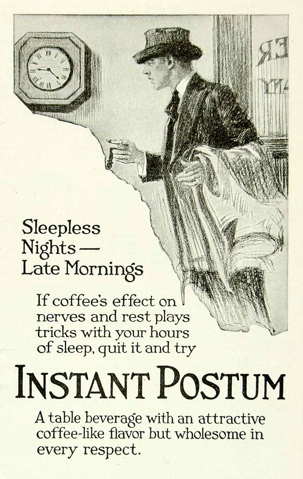 Mister Coffee Nerves - Vintage Postum adverts - Character profile