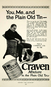 1926 Ad Craven Mixture Plain Old Tin Carreras Animal Dog Tobacco Cigar YTL1