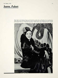 1931 Print Portrait Jeanne Aubert Prince Charming Theater Actress YTM2