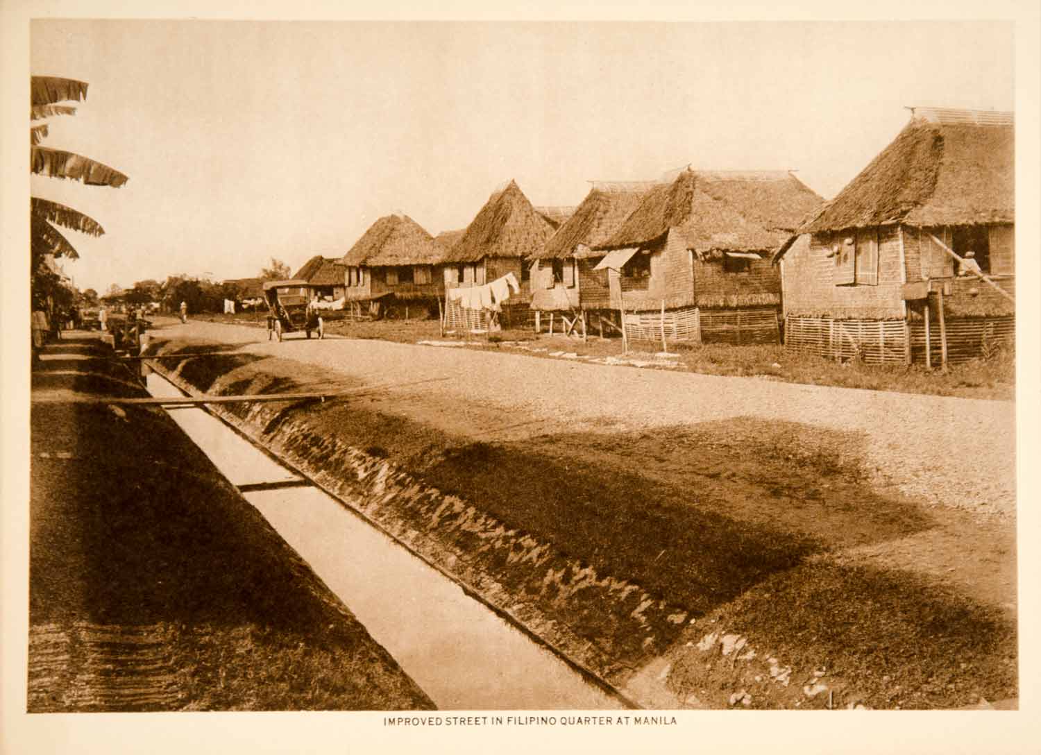 1915 Photogravure Street Filipino House Huts Manila Philippines Historical YTMM1