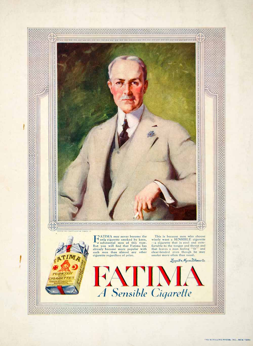 1917 Ad Fatima Cigarettes Liggett Myers Tobacco Cameron Smoking Turkish YTR1