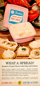 1962 Ad Bordens Cream Cheese Clam Lobster Spread Party Canape Hors-d'oeuvre YWD2