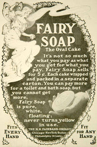 1902 Ad Fairy Soap N K Fairbank Company Clean Oval Cake Whimsy Health YYC2