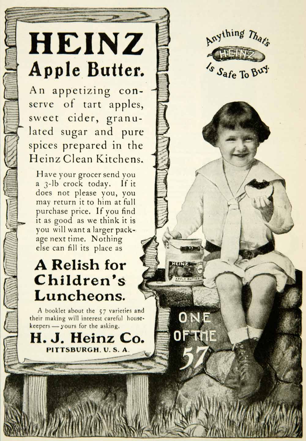 1905 Ad H. J. Heinz Apple Butter Relish 57 Child Condiment Advertisement YYC2