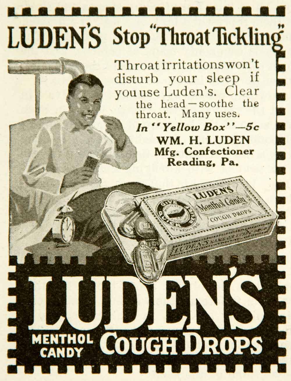 1917 Ad Luden s Cough Drops Menthol Candy William Luden Lozenge